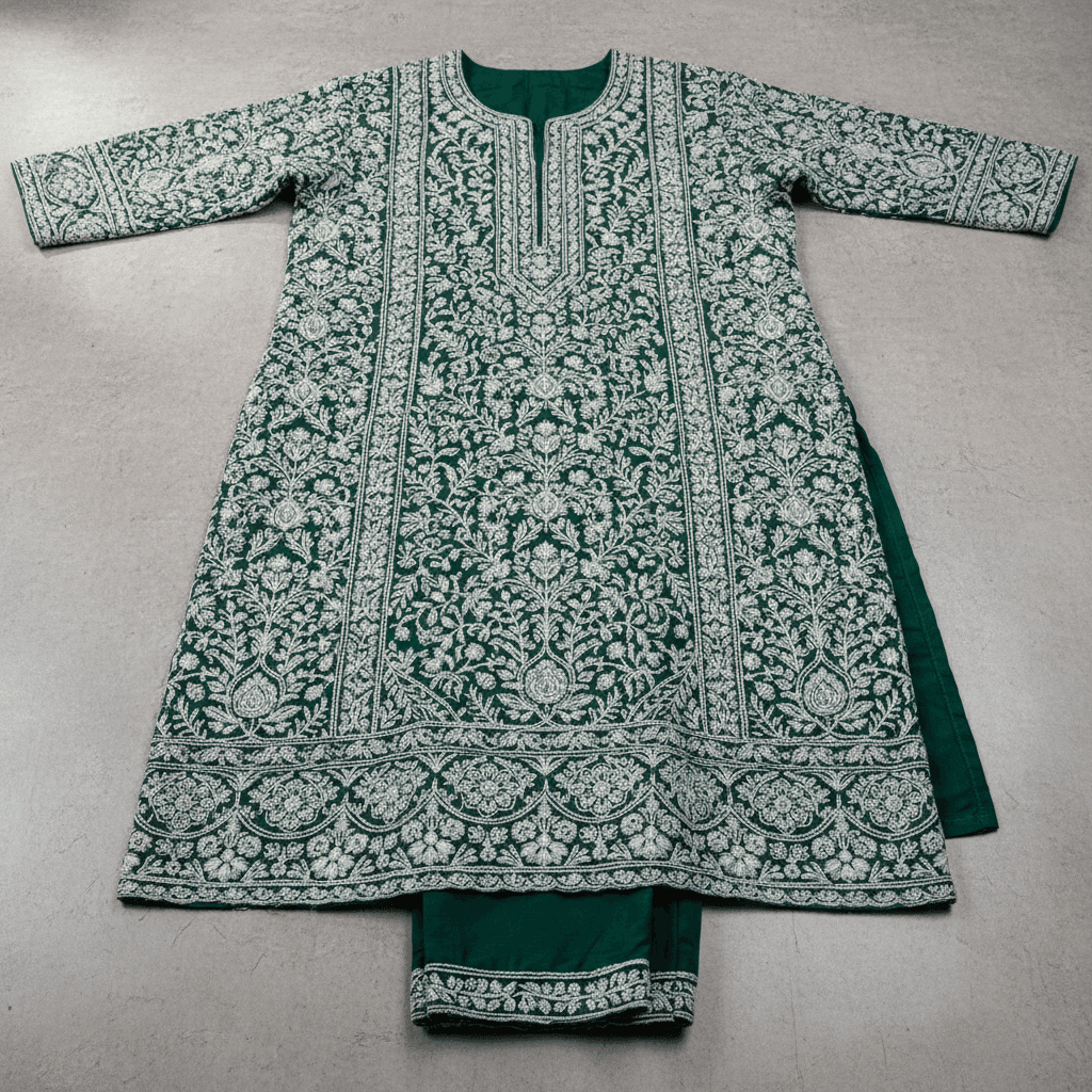 Elegant chikankari embroidered potli bag in white fabric with delicate floral embroidery